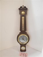 Wooden barometer - thermometer