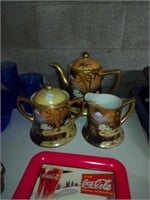 3 pc. 1950's made in Japan gold gilded tea set