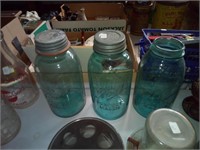 3 half gal. blue Ball canning jars