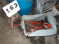 Tote of pipe wrenches - wire etc