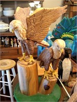 Bald Eagles - Wood Sculpture - Americana