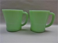 Pair of Jadeite D Handle Coffee Cups
