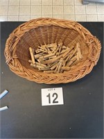 Basket with wooden clothes pins
