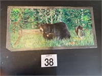 Hand painted Black Bear and Cubs on slate