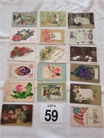 17 postcards 1916 Era.  Some with stamps.