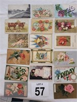 17 postcards 1903 some with stamps