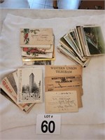 Dozens of postcards (100?) 
Also telegrams.