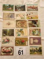 17 antique postcards