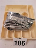 Lot of flatware with plastic storage