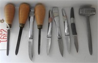 Lot #2391 - (5) vintage crab knives, (3) wooden