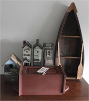 Lot #2418 - Figural wooden rowboat wall shelf