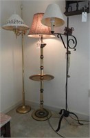 Lot #2431 - (3) floor lamps: brass tray font,