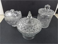 Three Crystal Canisters with Lids