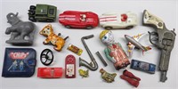 Misc. Toy Lot: 1979 Chips Wallet, Tin Toy
