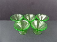 5 Sherbet Dishes Uranium Glass Has Chip on One