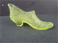 Glass Shoe Vaseline Glass Multiple Chips