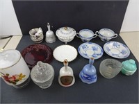 Lot of Assorted Glass Ware Containers, Bells