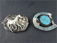 Lot of 2 Horse Related Belt Buckles