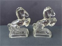 Pair of Glass Horse Book Ends