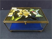 Humming Bird Stained Glass Jewelry Box 6" x 4"