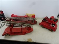 Vintage Metal Fire Trucks and Trailers