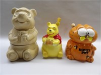 3 Honey Pots: Garfield, Winnie the Pooh