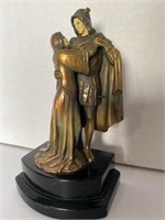 Art Deco King Arthur & Maiden Metal Statue