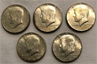 (5) 40% Silver Kennedy Half-Dollars