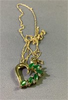 10 k Gold Emerald Pendant & Necklace