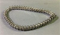 Sterling silver and diamond tennis bracelet