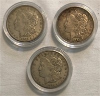 1921-P/D/S Morgan Dollars in Velvet Box