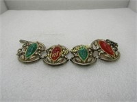 Vintage Runway Statement Bracelet, Green/Amber Rid