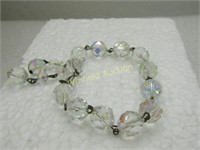 Vintage Auroral Borealis Crystal Beaded Bracelet,