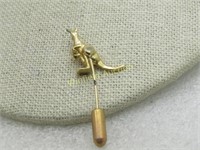 Vintage Gold Tone Kangaroo Stick Pin, 1.75"