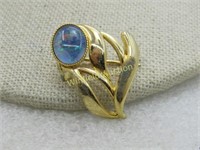 Vintage Australian Created Opal Floral Brooch, Gol