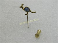 Vintage Kangaroo & Created Opal Stick Pin, 1.5"