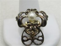 Vintage Angel Brooch Signed Jane with Faux Pearl R
