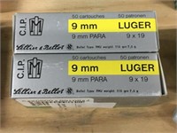 100 Rounds of 9mm Luger - 115gr. FMJ