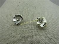 Vintage Sterling Silver Blossom Earrings, Pierced