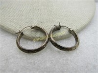 Vintage Sterling Silver Hoop Earrings, Pierced, 1"