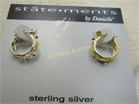 Vintage Gold over Sterling Filigree Hoop Earrings,