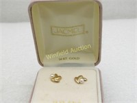 Vintage 14kt Gold Pearl Splash Earrings, Pierced,