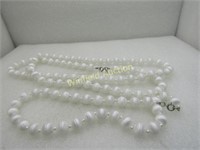 Vintage White Beaded Necklace, Choker, Clip Earrin