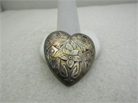 Vintage Hearts and Flowers Brooch, Art Nouveau The