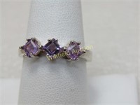Sterling Silver Amethyst Ring, Sz. 9.25, Square St