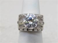 Sterling Silver 4 CT Raised CZ Engagement Ring, 30