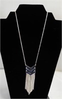 Sterling Silver Necklace with Chain Tassel Pendant