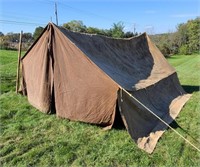 WWII British Wall Tent With Map Of Europe On Side