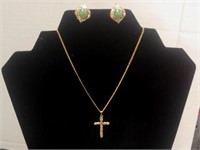Black Hills Gold Cross & Earrings
