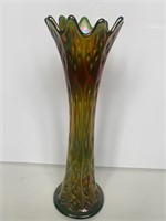 Vintage Green Carnival Glass Vase